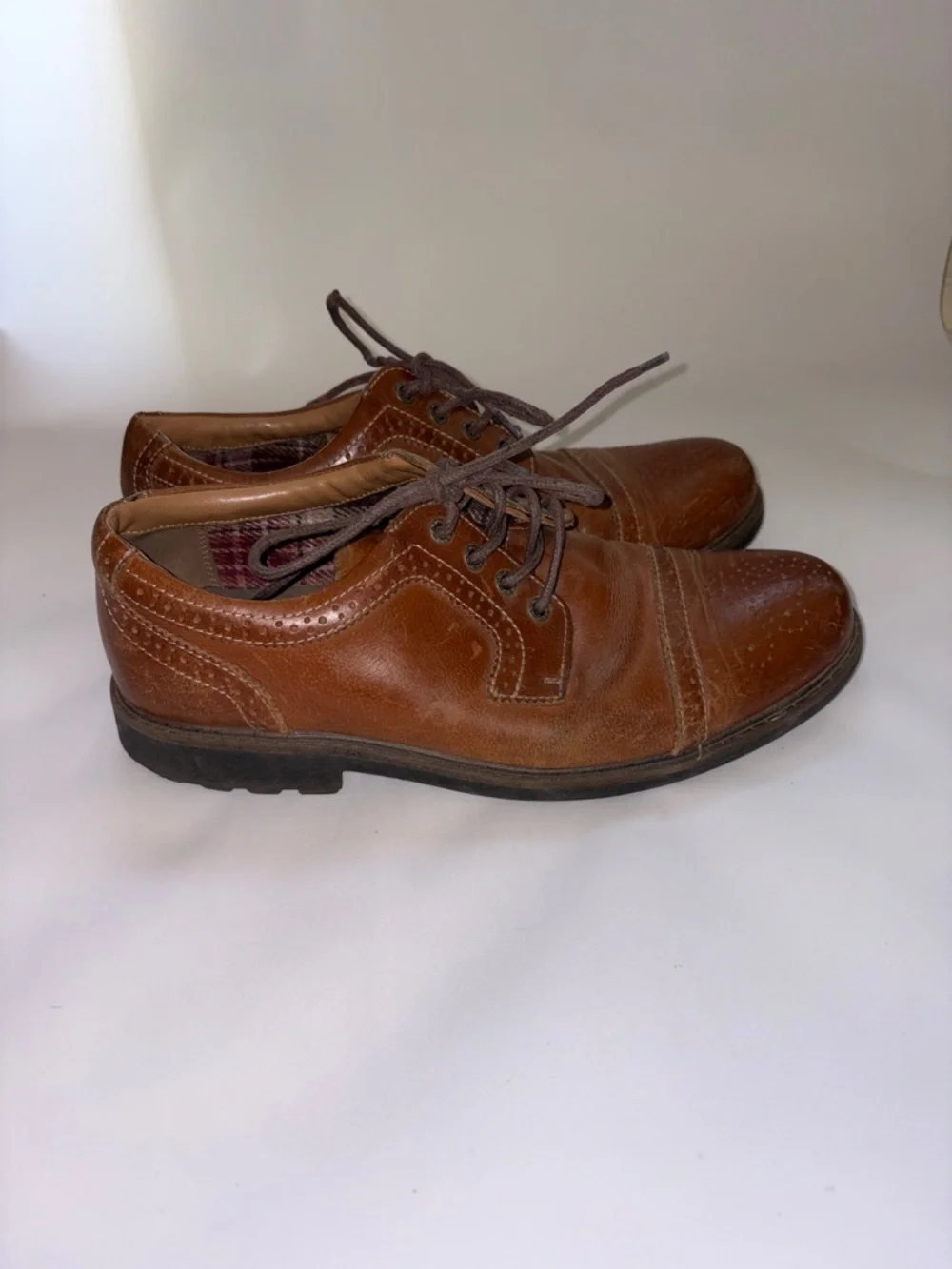 G.H. Bass & Co. Cognac Brown Leather Cap-Toe Derby‎ Oxfords Size 11